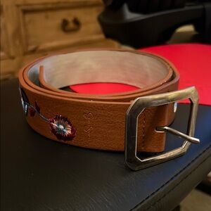 Jessica Simpson Brown Leather Belt with Decorative Studs